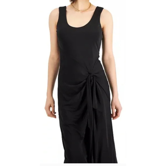 I.N.C. International Concepts Women's Tie Front Midi Dress Black Size Small 4-8 - Picture 2 of 12